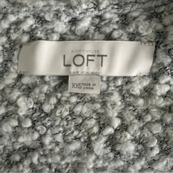 Ann Taylor LOFT Vest Women's XXS Nubby Knit Zipper Pockets Open Front Gray White - Picture 7 of 11